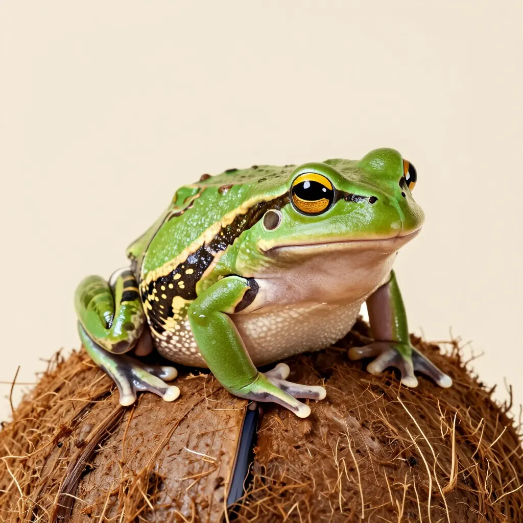 Green pacman frog on moist substrate
