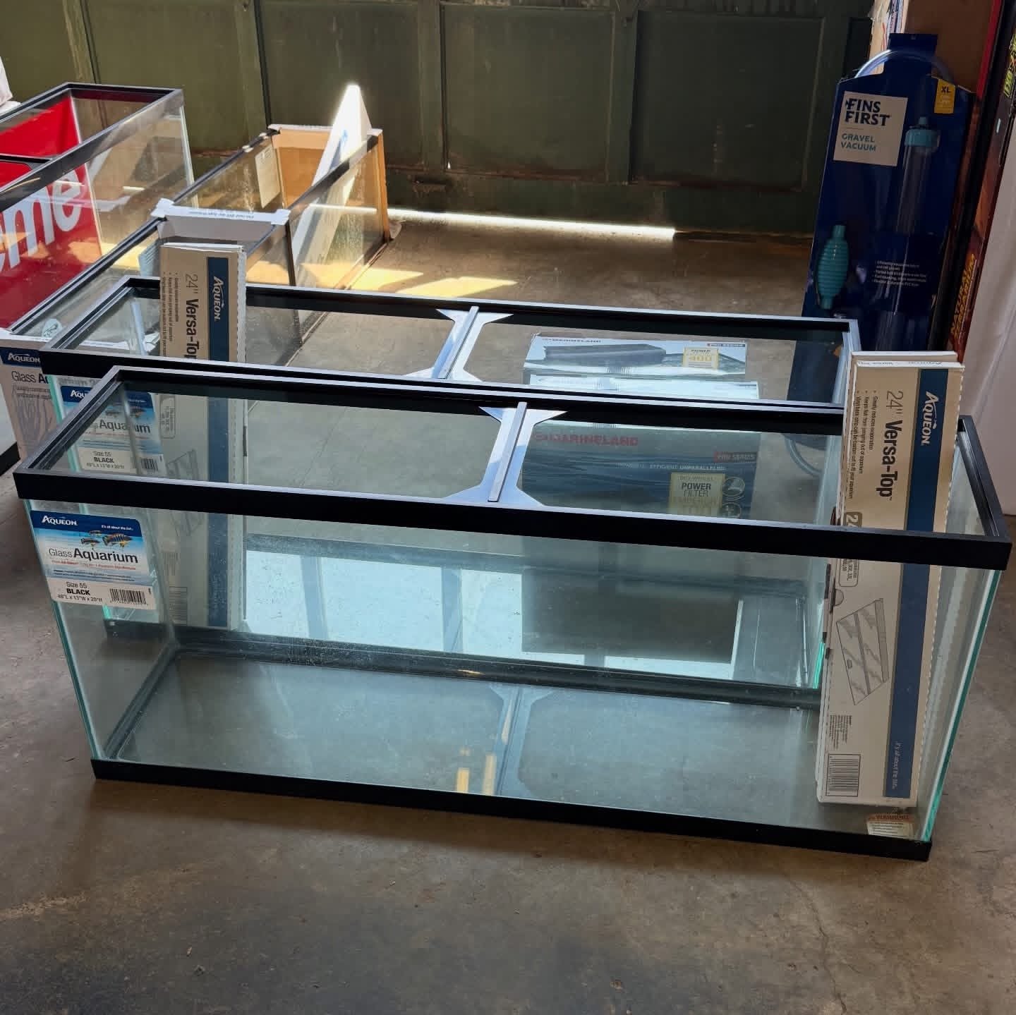 Brand New Aqueon 55-Gallon Glass Aquariums + Glass Tops